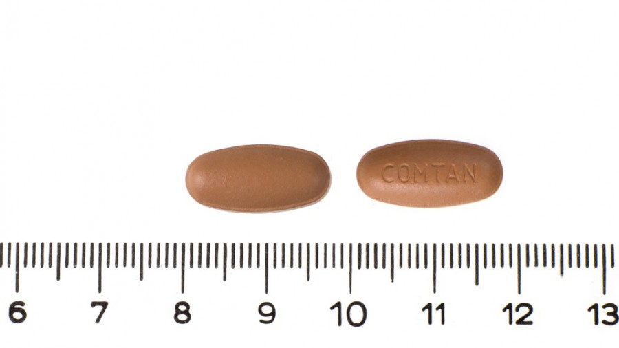 COMTAN 200 mg COMPRIMIDOS RECUBIERTOS CON PELICULA, 100 comprimidos fotografía de la forma farmacéutica.