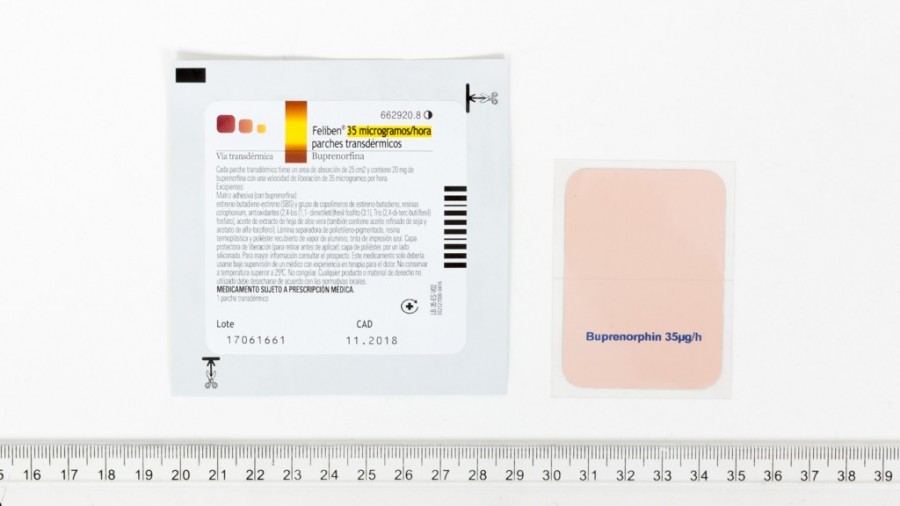 FELIBEN 35 microgramos/HORA PARCHES TRANSDERMICOS. , 10 parches fotografía de la forma farmacéutica.