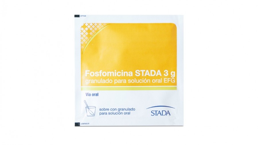 FOSFOMICINA STADA 3 g GRANULADO PARA SOLUCION ORAL EFG, 1 sobre fotografía de la forma farmacéutica.