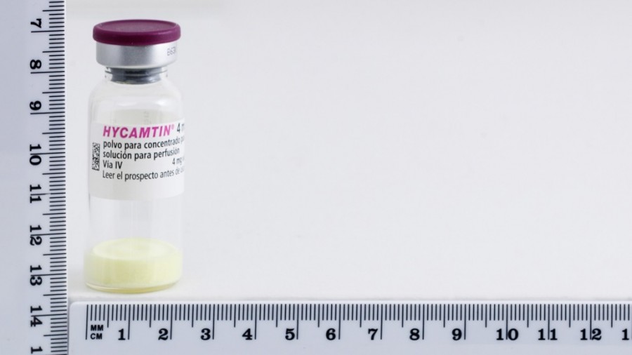 HYCAMTIN 4 mg POLVO CONCENTRADO PARA SOLUCION PARA PERFUSION, 5 viales fotografía de la forma farmacéutica.