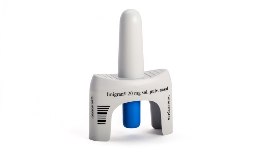 IMIGRAN 20 mg SOLUCION PARA PULVERIZACION NASAL. , 2 envases pulverizadores unidosis de 0,1 ml fotografía de la forma farmacéutica.