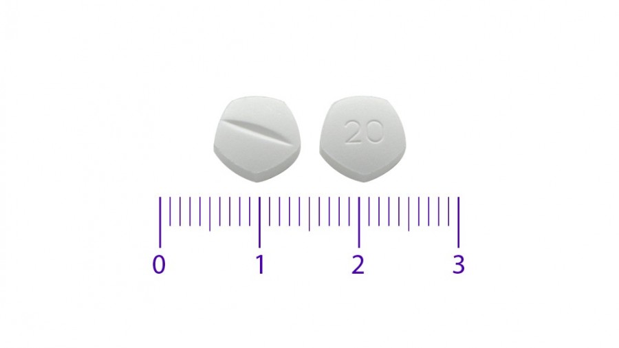 LISINOPRIL VIATRIS 20 mg COMPRIMIDOS EFG, 28 comprimidos fotografía de la forma farmacéutica.