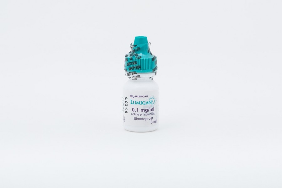 LUMIGAN 0,1 mg/ml COLIRIO EN SOLUCION, 1 frasco de 3 ml fotografía de la forma farmacéutica.