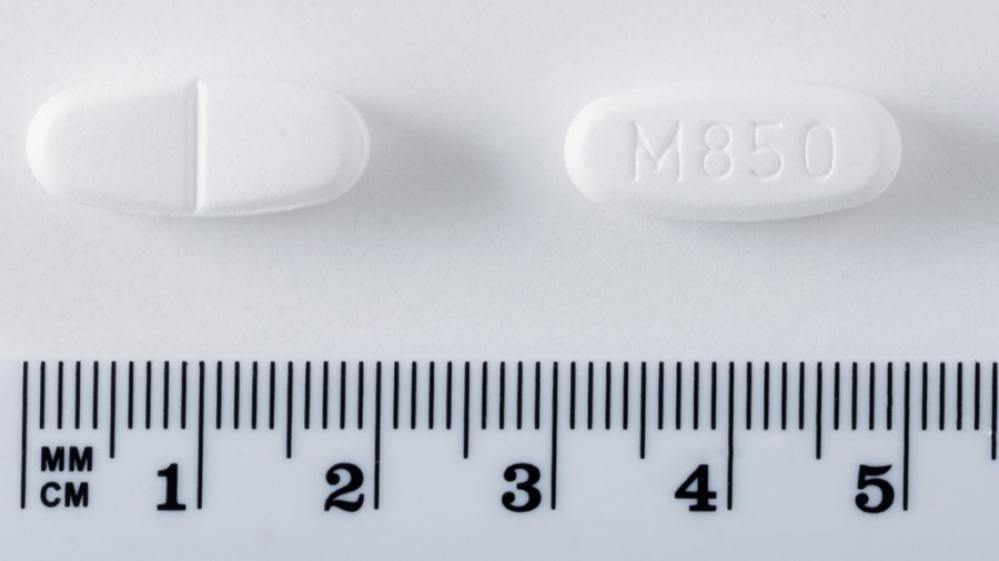 METFORMINA SANDOZ 850 mg COMPRIMIDOS RECUBIERTOS CON PELICULA EFG, 60 comprimidos fotografía de la forma farmacéutica.