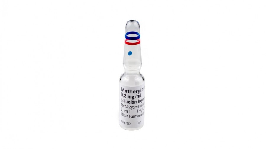 METHERGIN 0,2 mg/ml SOLUCION INYECTABLE, 50 ampollas de 1 ml fotografía de la forma farmacéutica.
