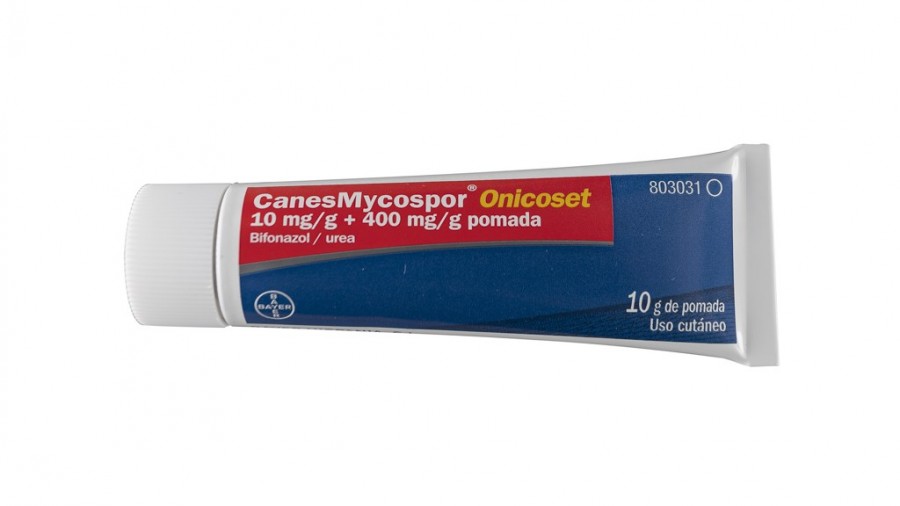 CANESMYCOSPOR ONICOSET 10mg/ g + 400mg/g POMADA , 1 tubo de 10 g fotografía de la forma farmacéutica.