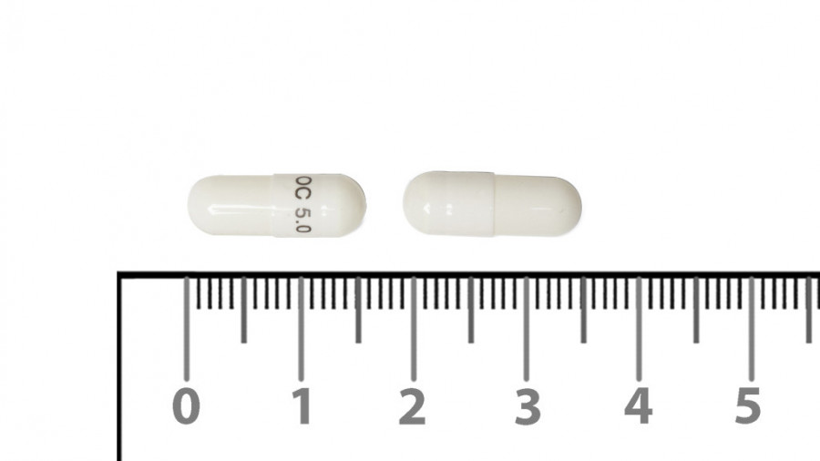 OLANZAPINA CINFA 5 MG CAPSULAS DURAS EFG , 28 cápsulas fotografía de la forma farmacéutica.