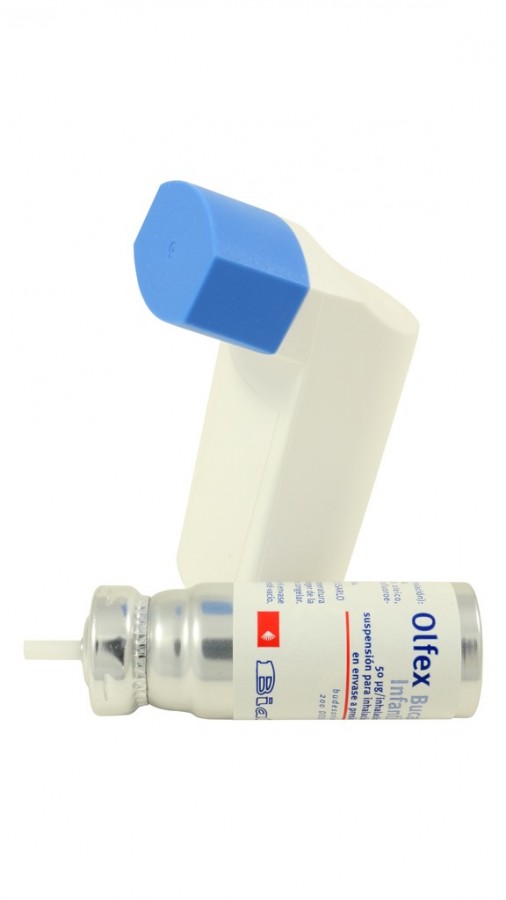OLFEX BUCAL INFANTIL 50 microgramos/INHALACION, SUSPENSION PARA INHALACION EN ENVASE A PRESION , 1 inhalador de 200 dosis fotografía de la forma farmacéutica.