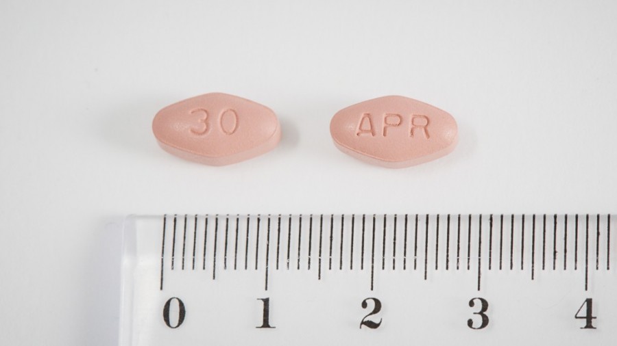 OTEZLA 30 MG COMPRIMIDOS RECUBIERTOS CON PELICULA, 56 comprimidos fotografía de la forma farmacéutica.
