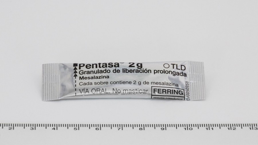 PENTASA 2 G GRANULADO DE LIBERACION PROLONGADA , 60 sobres fotografía de la forma farmacéutica.