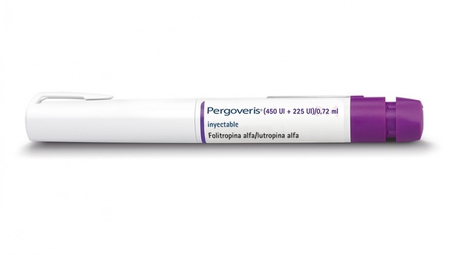 PERGOVERIS (450 UI + 225 UI)/0,72 ML SOLUCION INYECTABLE EN PLUMA PRECARGADA, 1 pluma precargada de 0,72 ml + 7 agujas fotografía de la forma farmacéutica.