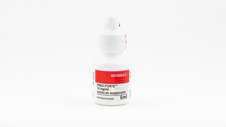 PRED FORTE 10 MG/ML COLIRIO EN SUSPENSION  , 1 frasco de 5 ml fotografía de la forma farmacéutica.