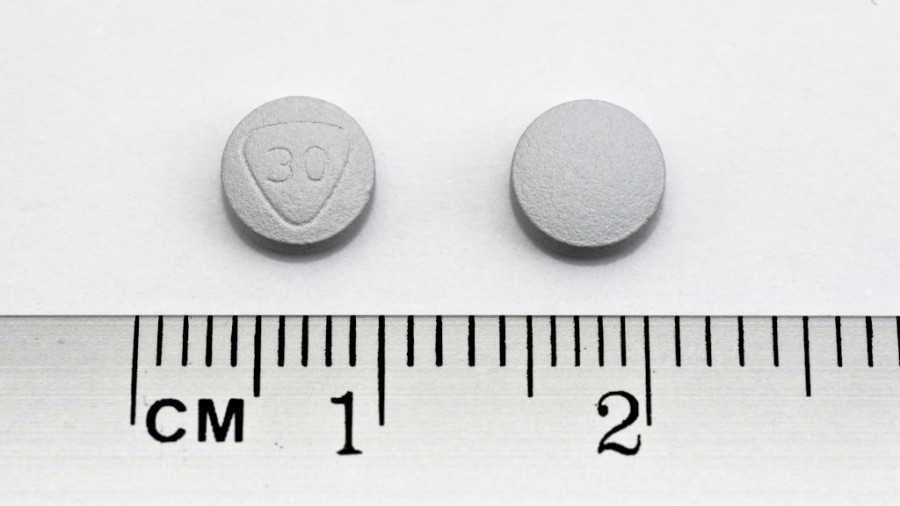 PRILIGY 30 mg COMPRIMIDOS RECUBIERTOS CON PELICULA , 6 comprimidos fotografía de la forma farmacéutica.