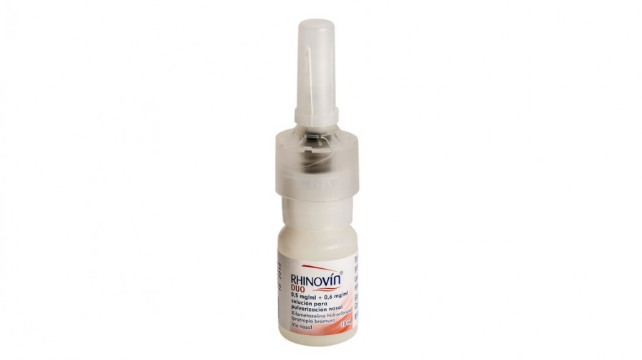 RHINOVIN DUO 0,5 mg/ml + 0.6 mg/ml SOLUCION PARA PULVERIZACION NASAL, 1 envase pulverizador de 10 ml fotografía de la forma farmacéutica.