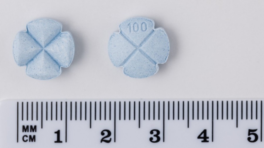 SILDENAFILO SANDOZ 100 mg COMPRIMIDOS EFG,4 comprimidos (PVC/PVDC/AL) fotografía de la forma farmacéutica.