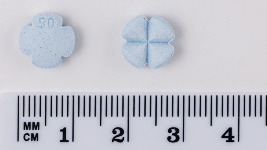 SILDENAFILO SANDOZ 50 mg COMPRIMIDOS EFG, 8 comprimidos fotografía de la forma farmacéutica.