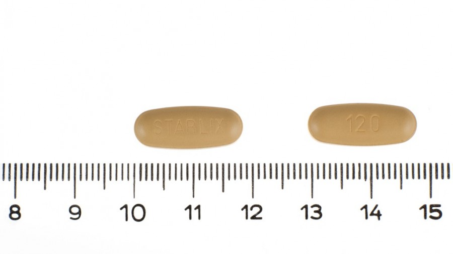 STARLIX 120 mg COMPRIMIDOS RECUBIERTOS CON PELICULA, 84 comprimidos fotografía de la forma farmacéutica.