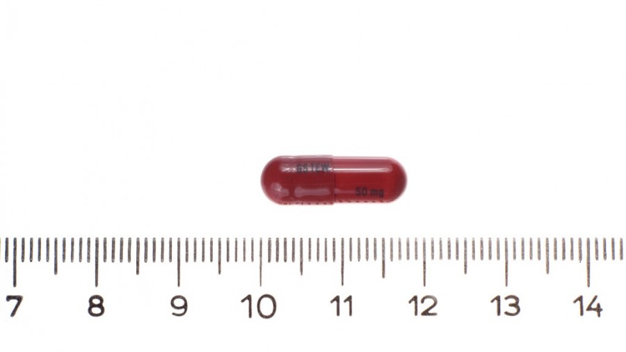 TAFINLAR 50 mg capsulas duras 28 CAPSULAS fotografía de la forma farmacéutica.