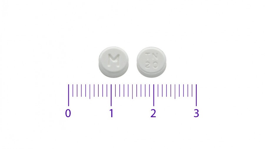 TELMISARTAN VIATRIS 20 MG COMPRIMIDOS EFG, 28 comprimidos fotografía de la forma farmacéutica.