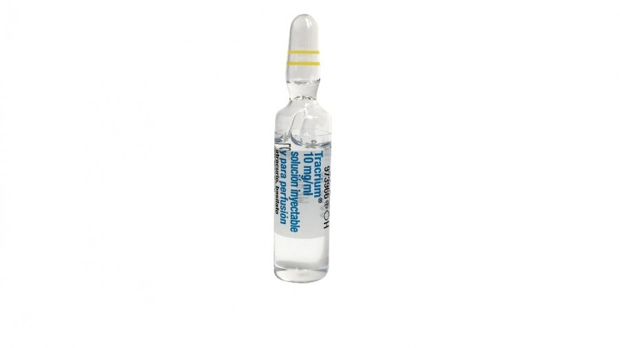 TRACRIUM 10 MG/ML SOLUCIÓN INYECTABLE Y PARA PERFUSIÓN , 5 ampollas de 2,5 ml fotografía de la forma farmacéutica.