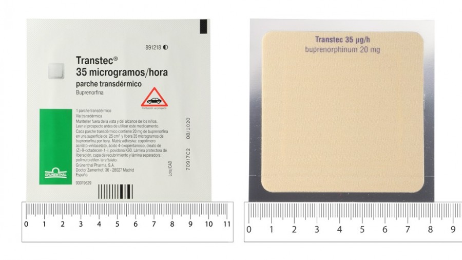 TRANSTEC 35 microgramos/H PARCHE TRANSDERMICO , 10 parches fotografía de la forma farmacéutica.