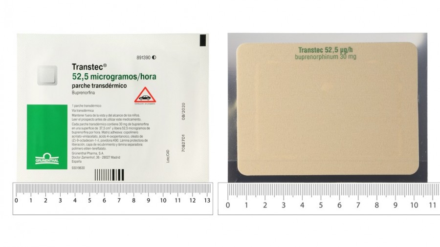 TRANSTEC 52,5 microgramos/H PARCHE TRANSDERMICO , 10 parches fotografía de la forma farmacéutica.