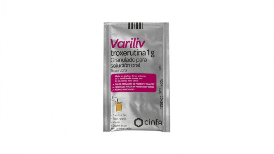 VARILIV TROXERUTINA 1 g GRANULADO PARA SOLUCION ORAL , 30 sobres fotografía de la forma farmacéutica.