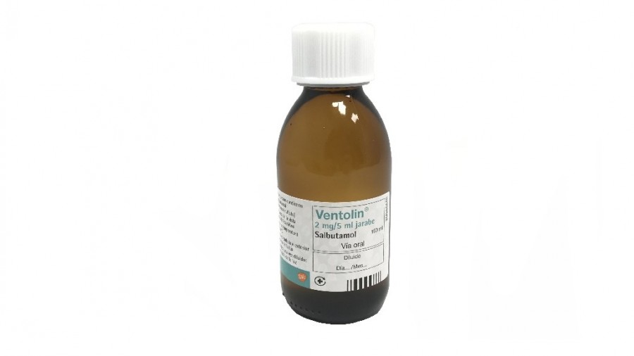 VENTOLIN 2 mg/5 ml JARABE, 1 frasco de 100 ml fotografía de la forma farmacéutica.