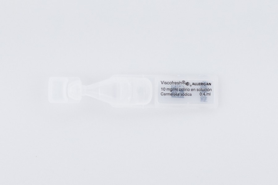 VISCOFRESH 10 mg/ml COLIRIO EN SOLUCION EN ENVASE UNIDOSIS, 10 envases unidosis 0,4 ml fotografía de la forma farmacéutica.