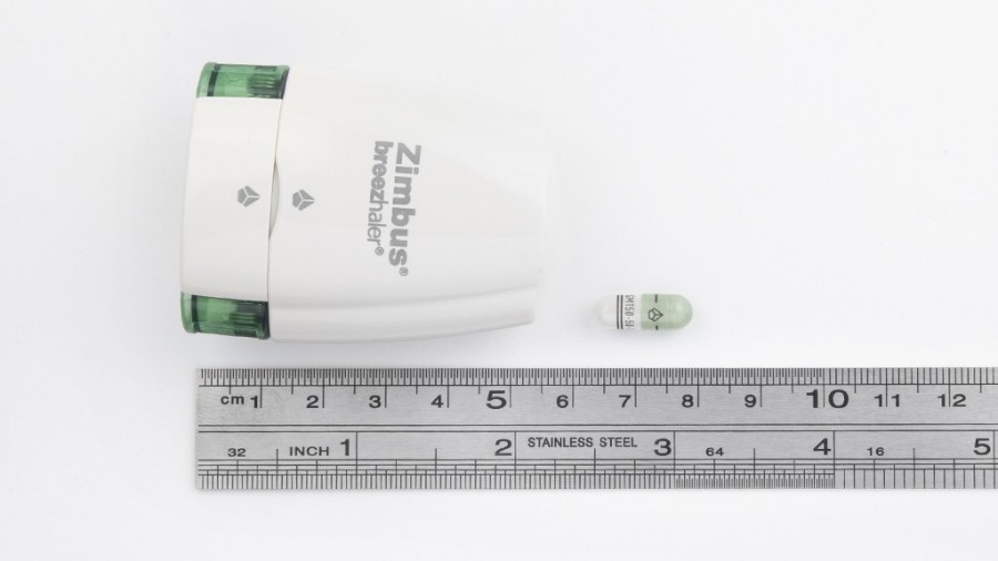ZIMBUS BREEZHALER 114 microgramos/46 microgramos/136 microgramos POLVO PARA INHALACION (CAPSULA DURA), 30 cápsulas + 1 inhalador fotografía de la forma farmacéutica.