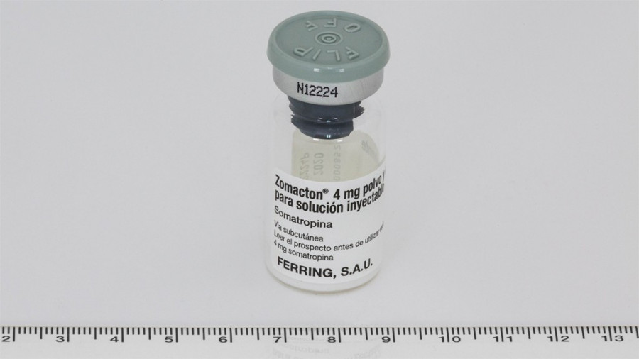 ZOMACTON 4 mg POLVO Y DISOLVENTE PARA SOLUCION  INYECTABLE, 1 vial + 1 ampolla fotografía de la forma farmacéutica.